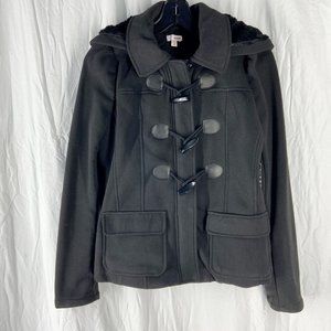 BOGO Black Toggle Faux Fur Lined Full Zip Peacoat Size M